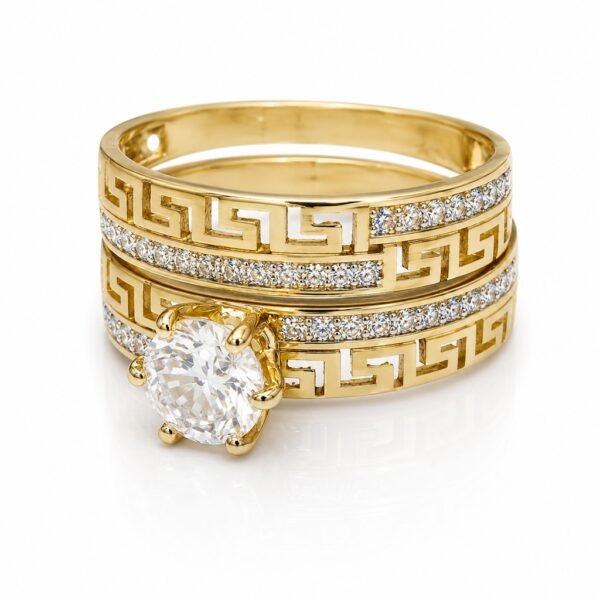 Anillo Duo Compromiso Griego CZ 10k Size 7 Weight 3.9gr