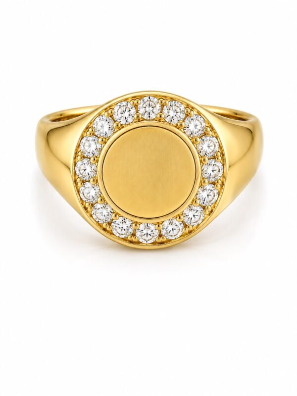 Anillo  Hombre Sello CZ 1k Size 10 Weight 2.9gr