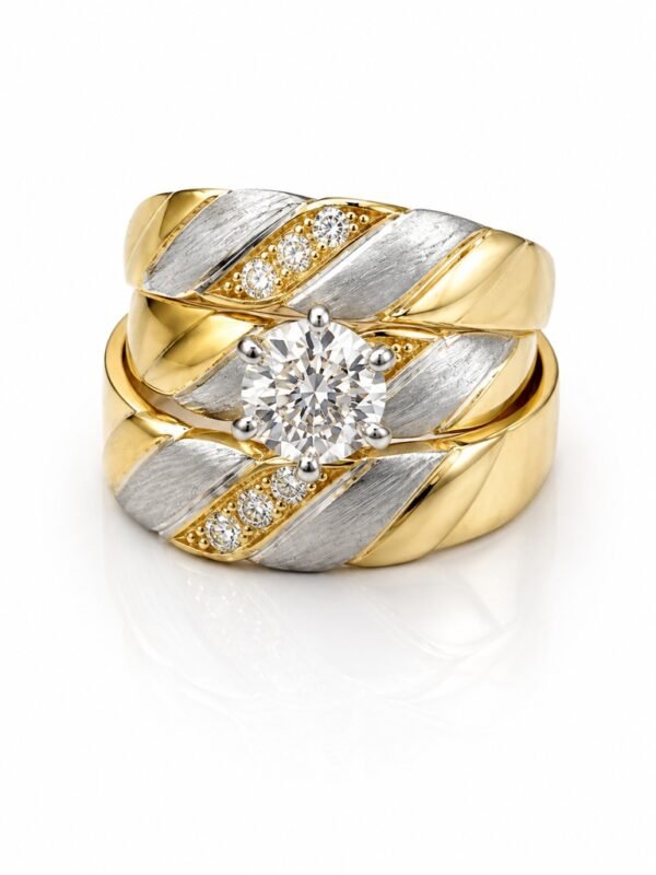 Anillo  Matrimonio Trio Fancy CZ 10K Size 7 y 10 Weight 6.7gr