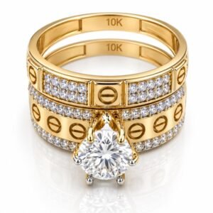 7c15b3db-ca7a-49f4-ebf8-08def9ae97e5.jpg Anillo Duo Compromiso Clavo CZ 10k Size 7 Weight 4.3gr