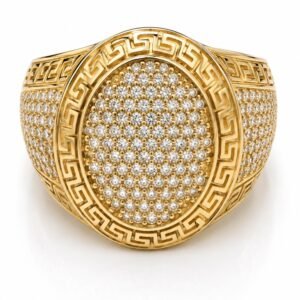 7e2d0876-b3c0-4200-7981-08df03768314-1.jpg Anillo Hombre Ovalado Borde Griego CZ 10k Size 10 Weight 4.9gr