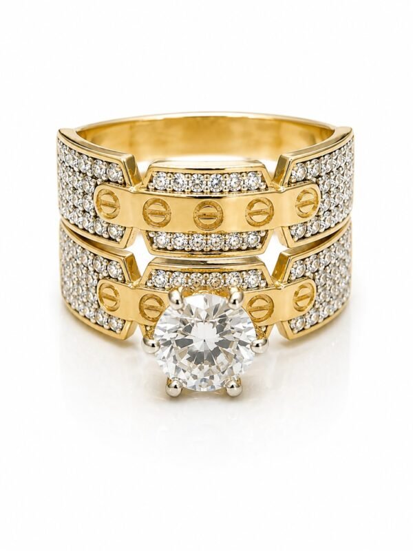 Anillo Duo Compromiso Clavo CZ 10k Size 7 Weight 4.9gr