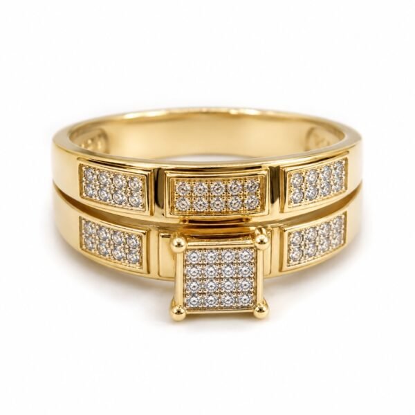 Anillo Duo Compromiso Pave 14k Size 9 Weight 8.3gr