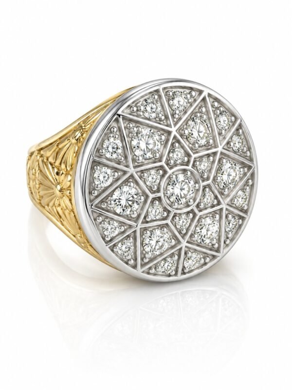 Anillo De Hombre Big Oro Blanco Roseta 10k Size 12 Weight 19gr
