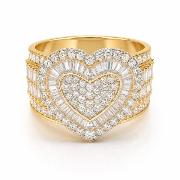 Anillo Corte Princesa Corazon Full CZ 14k Size 8 Weight 6.9gr