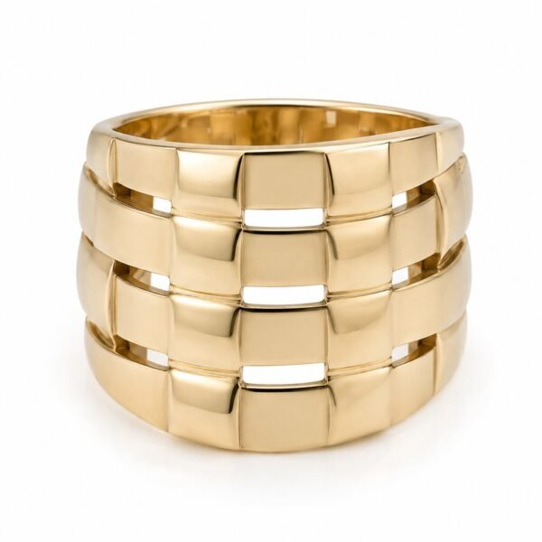 Anillo Chunky Lineas Cruzadas 10k Size 7 Weight 5gr