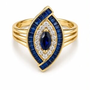 82404f19-8ff3-4f9f-0bcd-08df02b766ae.jpeg Ojo Azul Oscuro CZ 14k Size 9 Weight 5.00 gr