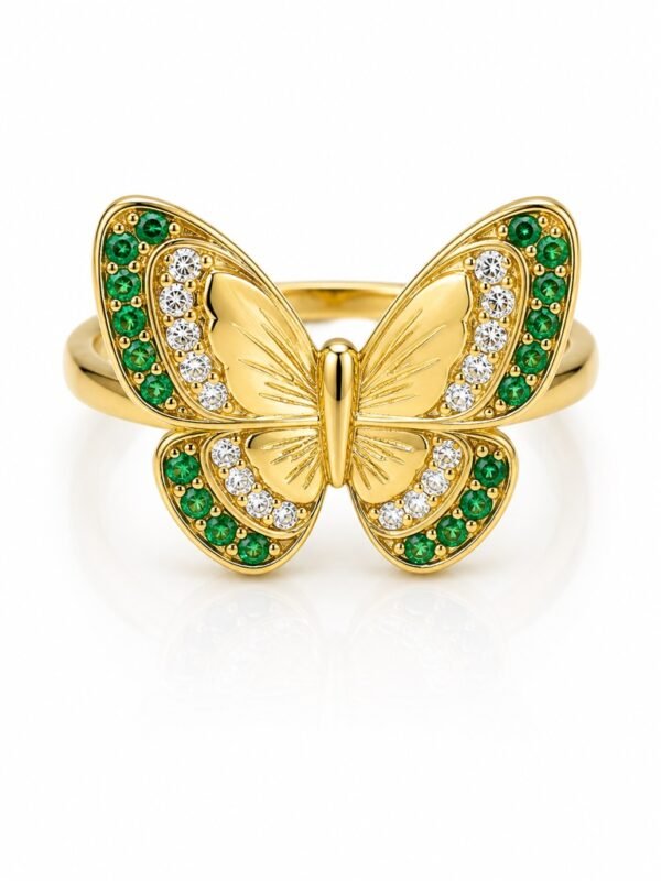 Anillo Mariposa cz Verde 14k Weight 4.2gr Size 7.5''