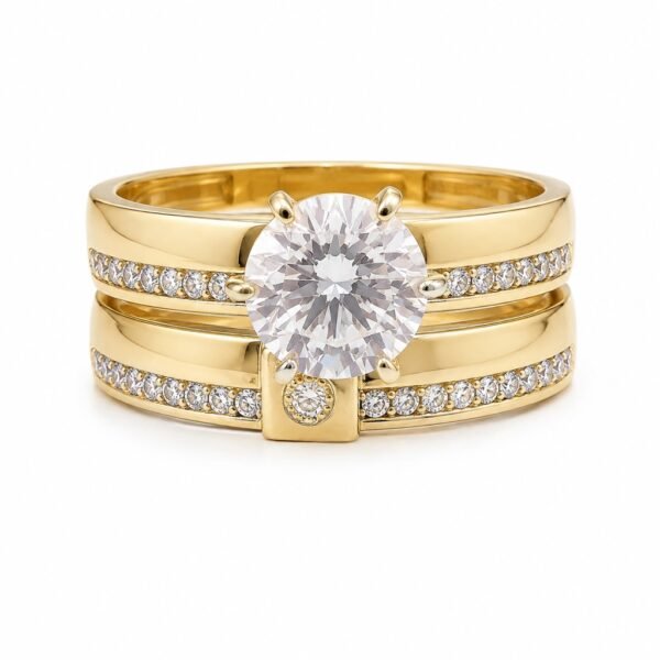Anillo Duo Compromiso Fancy CZ 10k Size 7 Weight 3.7gr