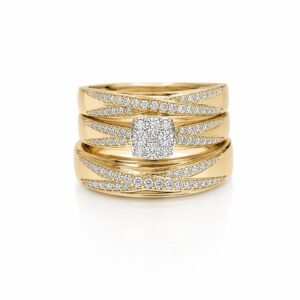 Anillo Trio Matrimonio 14k DIA Size 7.5'' / 10.5'' Weight 9.13gr / 0.81 CT