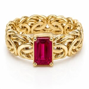 Anillo  Bizantino Piedra Roja 10K Size 7.5 Weight 2.9gr