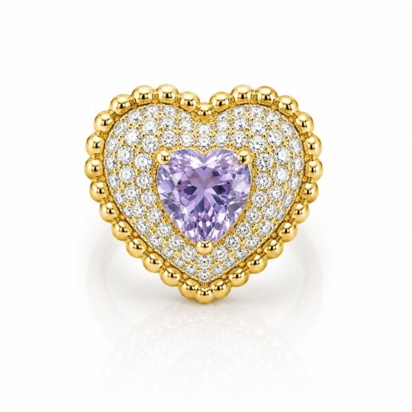 Anillo Chunky Lila Full cz 14k Size 7 Weight 6gr