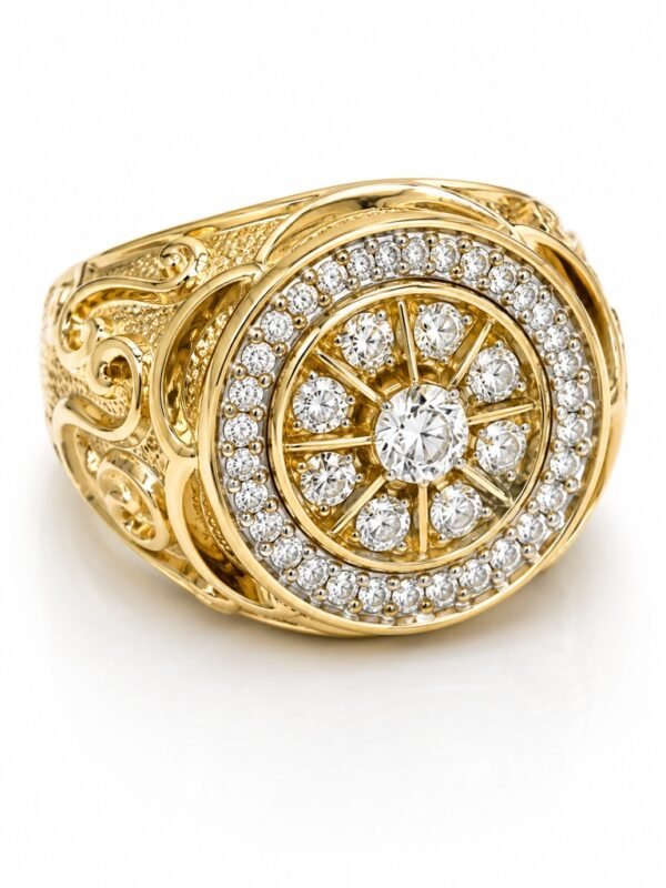 Anillo  Hombre Rosetta Pave CZ 10k Size 10 Weight 10.5gr