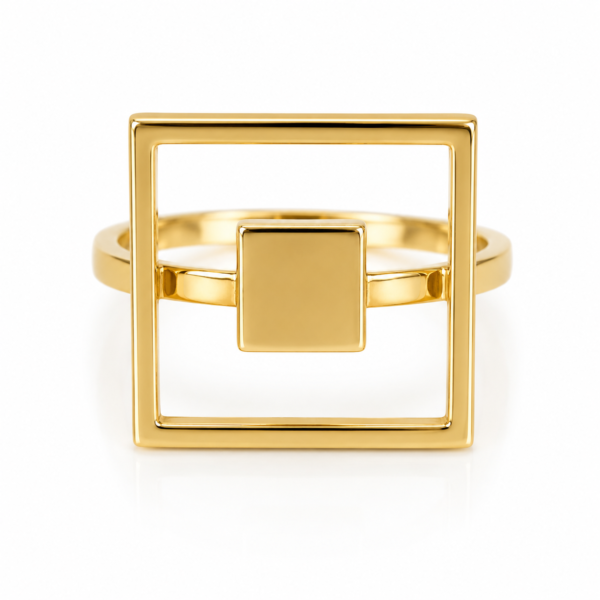 Anillo Geometric Cuadrado 14k Size 7 Weight 3,8gr