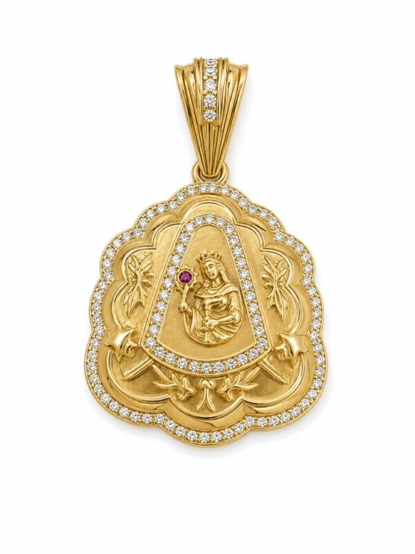 Dije St. Barbabra Puff Borde CZ 14k Weight 5.2gr