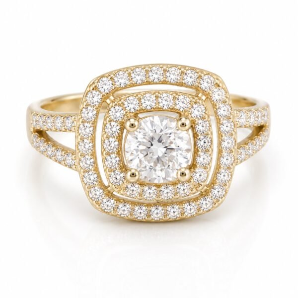Anillo Fancy Princesa Pave 10k Size 7 Weight 4.2gr
