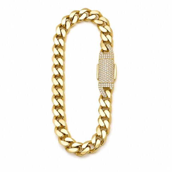 Manilla Estilo Monaco Full CZ 10K Size 8'' x 7.5mm  Weight 7.1gr