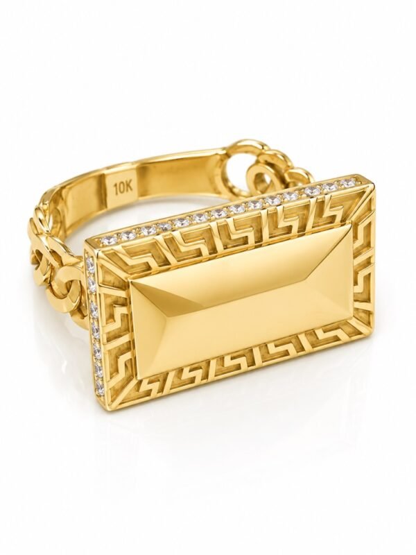 Anillo  Hombre Rectangulo Borde Piedra Size 11 Weight 5.2gr