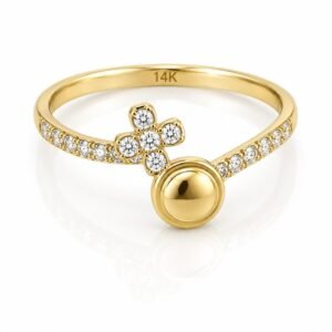 Anillo  Arito Cruz y Piedra 14K Size 8 Weight 1.4gr