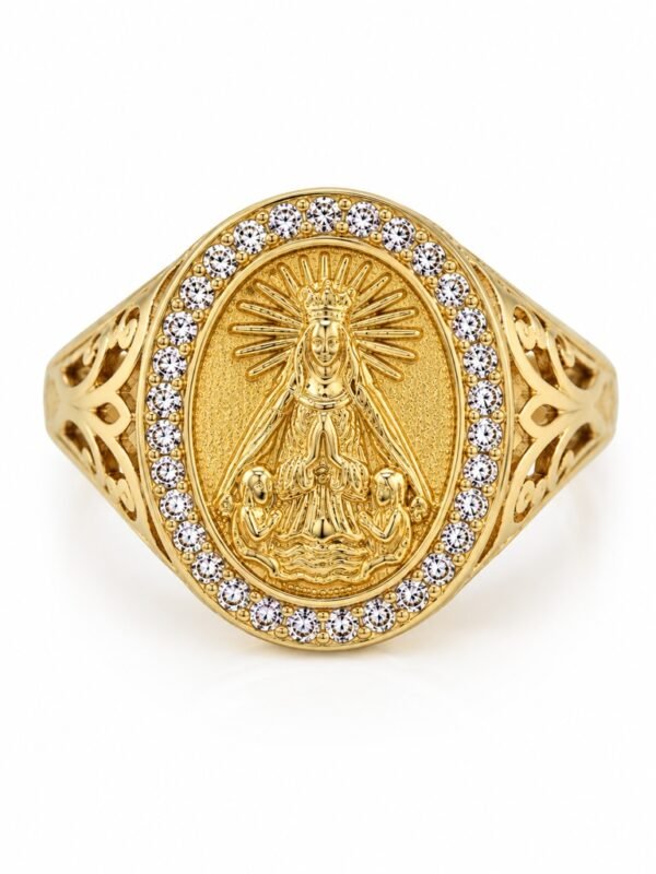 Anillo Virgen Cz Rose 10k Weight 3.8 gr