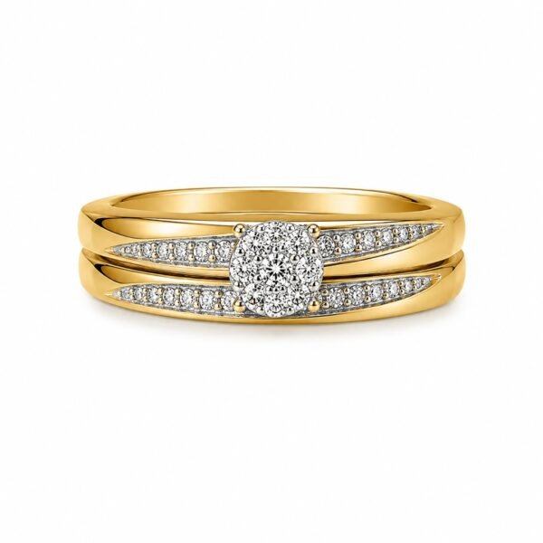 Anillo Duo Compromiso Pave 14k DIA Size 7'' Weight 365gr / 0.2 CT