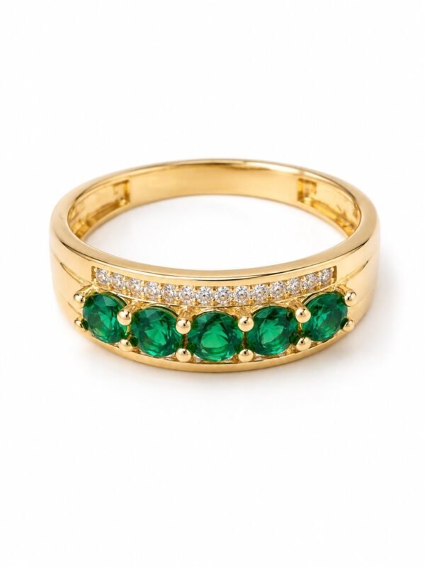 Anillo Fancy CZ Pave Piedra Verde SF 10K Size 7 Weight 2.6gr