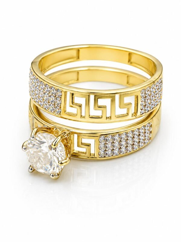 Anillo Duo Compromiso Griego CZ 10k Size 7 Weight 3.3gr