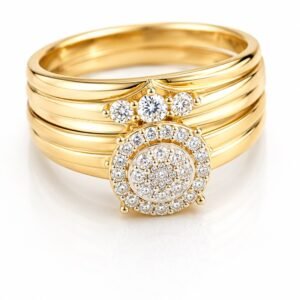 Anillo Duo Compromiso Pave 10k Size 9 Weight 4.5gr