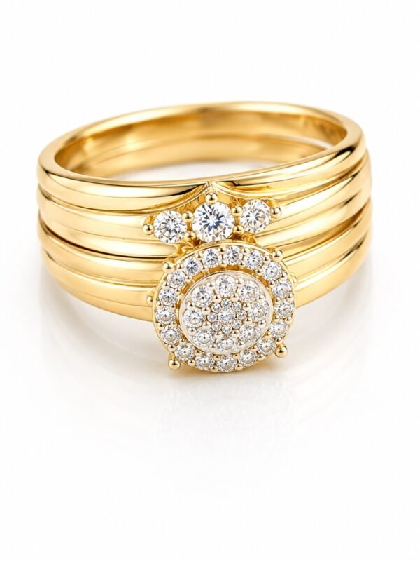 Anillo Duo Compromiso Pave 10k Size 9 Weight 4.5gr