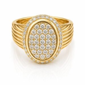 b5a45520-2c1d-4776-ec7b-08def9ae97e5.jpg Anillo Mujer Sello Ovalado Pave 14K Size 9 Weight 6.5gr
