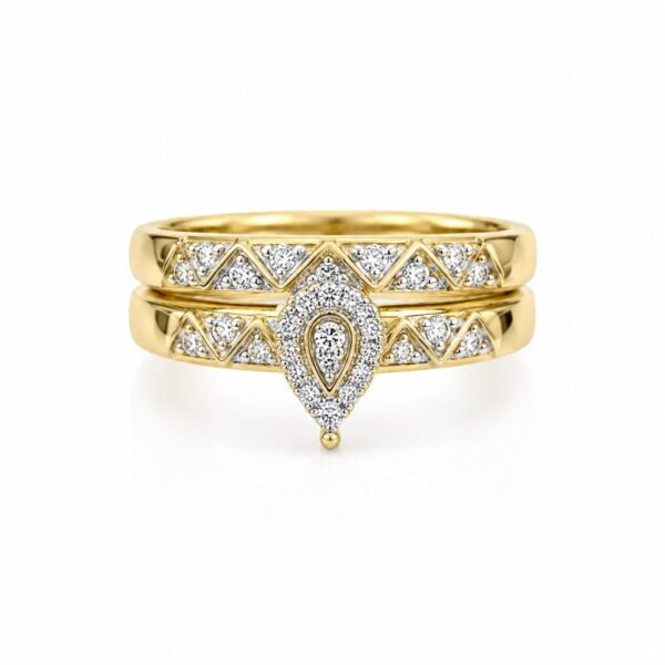 Anillo Duo Matrimonio 14k DIA Size 8'' Weight 3.35gr/0.17CT8''