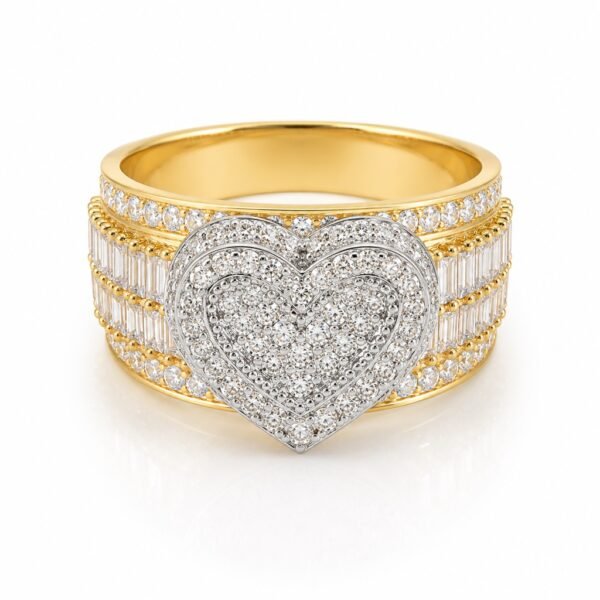 Anillo Corte Princesa Corazon Full CZ 14k Size 8 Weight 6.2gr
