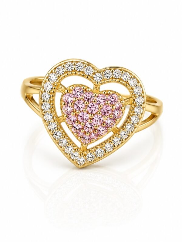 Anillo Corazon Rosado Zircon 14K Size 8.5 Weight 3.8gr