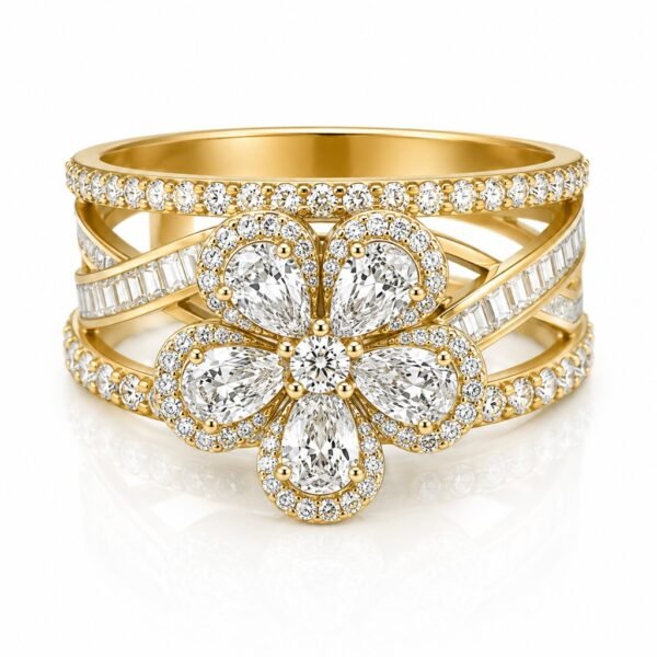 Anillo Chunky Full CZ Flor 10k Size Weight 4.5gr