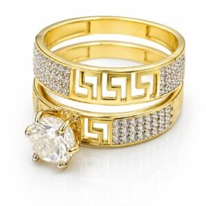 Anillo Duo Compromiso Griego CZ 10k Size 7 Weight 3.9gr