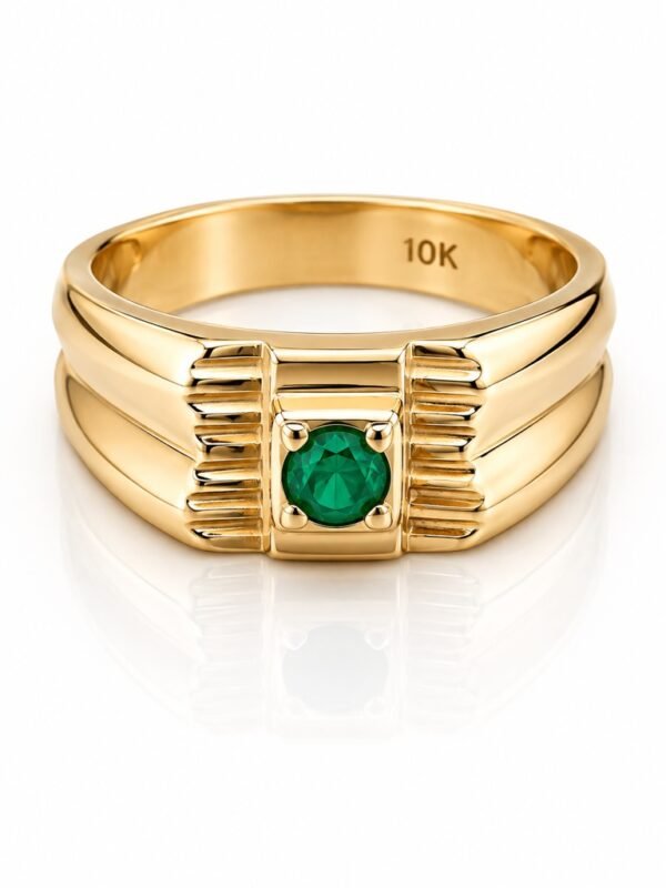 Anillo De Hombre Solida Piedra Verde 10k Size 9 Weight 7.8gr