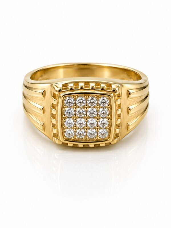 Anillo  Hombre Cuadrado Piedras Borde Fancy 10k Size 11 Weight 6gr