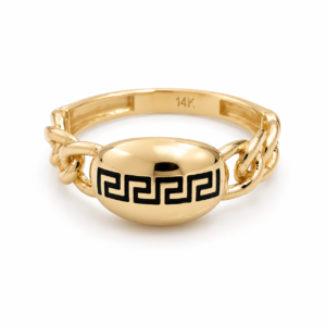 Anillo  Griego Fancy Eslabon 14k Size 7 Weight 2.4gr