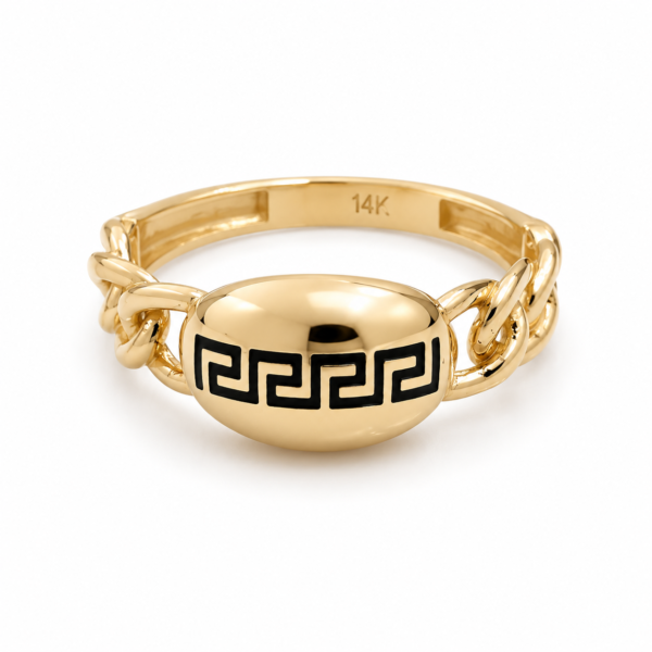 Anillo  Griego Fancy Eslabon 14k Size 7 Weight 2.4gr