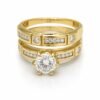 Anillo Duo Compromiso Fancy CZ 10k Size 7 Weight 4.1gr