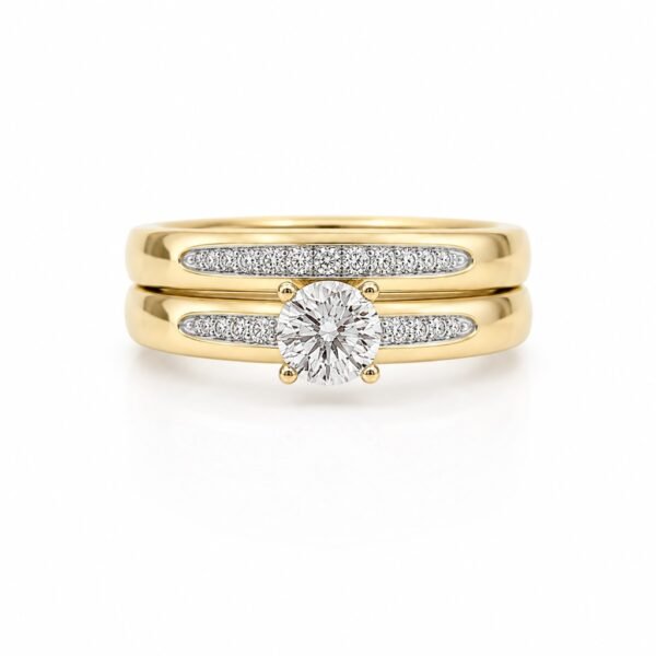 Anillo Duo Matrimonio 14k DIA Size 8.5'' Weight 3.45gr / 0.19 CT