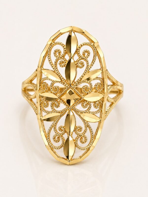 Anillo  Large Fancy Bordado 10k Size 8 Weight 1.9gr