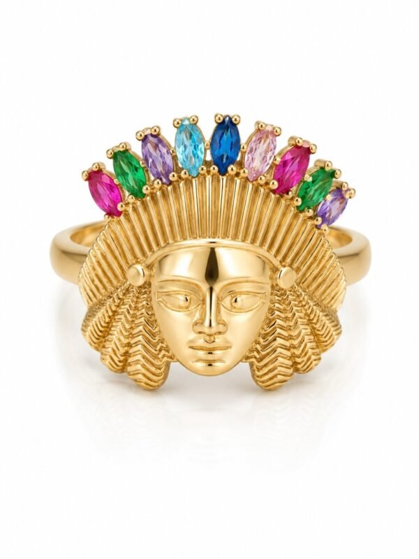 Anillo Indio Colores 14k Weight 4.5gr Size 7