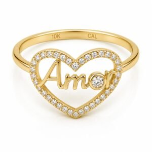 ce30a295-779f-4b0f-0ab8-08df02b766ae.jpg Anillo Fancy Corazon ''Amo'' CZ SF 10K Size 7.5 Weight 1.7gr