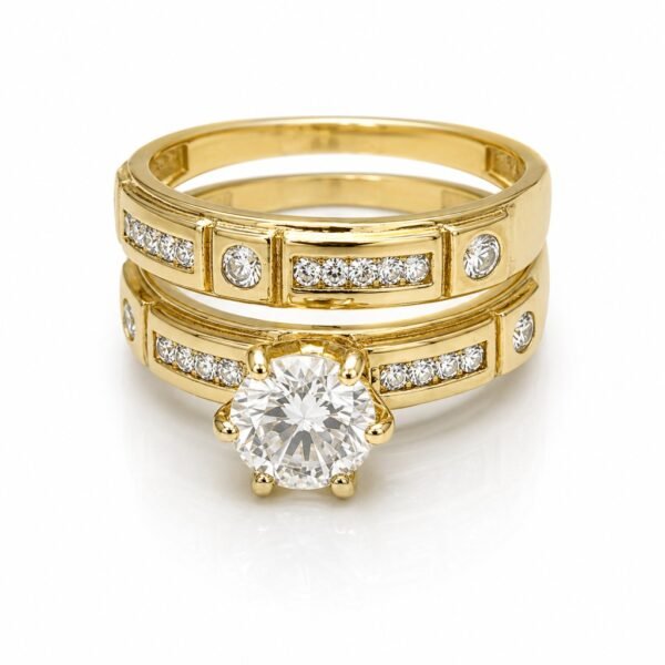 Anillo Duo Fancy Clavo CZ 10k Size 7 Weight 3.6gr