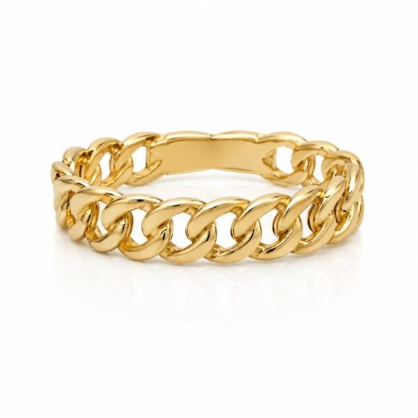 Anillo  Mujer Eslabon Corte Brillo 14K Size 6 Weight 1.9gr
