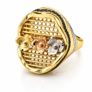 Anillo Fancy 3 Flores 3C Chunky 14k Weight 5.5gr Size 7''