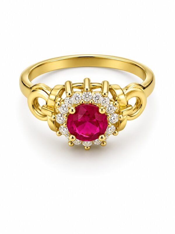 Anillo Mujer Sencillo Halo Rubi Rose 10k Size 7'' Weight 2.4gr