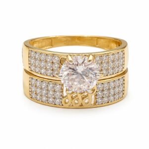 Anillo Duo Compromiso Fancy CZ 10k Size 7 Weight 4.2gr