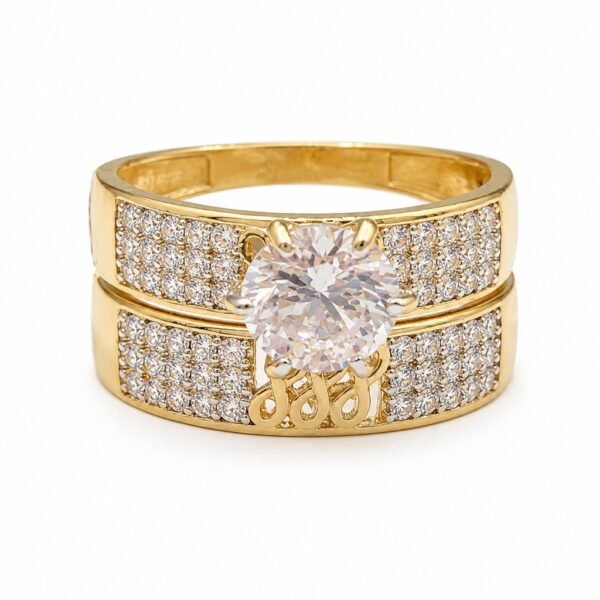 Anillo Duo Compromiso Fancy CZ 10k Size 7 Weight 4.2gr
